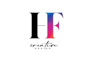 HF Letter Design with Creative Cut and Colorful Rainbow Texture vector