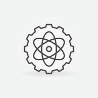 Gear with Atom outline vector Nuclear Power concept icon