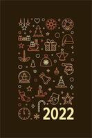 Merry Christmas and Happy New 2022 Year vector poster