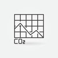 tabla con icono de línea de vector de gráfico de línea de dióxido de carbono co2