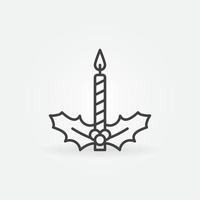 Christmas Candle with Mistletoe vector concept line icon