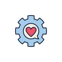 Gear with Speech Bubble and Heart vector colored icon