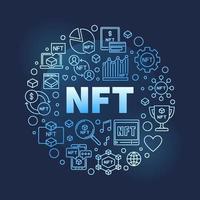 NFT concept round blue line banner. Non-Fungible Token vector illustration