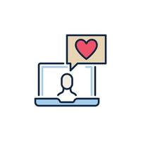 Laptop with Heart in Speech Bubble vector colored icon