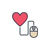 Mouse with Heart vector Dating Concept colored icon