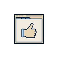 Web Browser with Thumbs Up vector concept colored icon