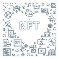 NFT Technology Heart Frame. Non-Fungible Token vector concept Illustration