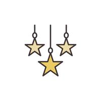 Christmas Yellow Stars Decoration vector concept icon