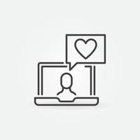 Laptop with Heart in Speech Bubble vector concept icon