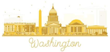 Washington dc USA city skyline golden silhouette. vector