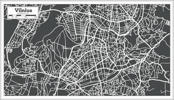 mapa de vilnius lituania en estilo retro. vector