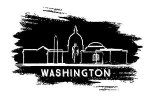 Washington DC Skyline Silhouette. Hand Drawn Sketch. vector