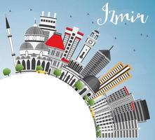 Izmir Skyline with Gray Buildings, Blue Sky and Copy Space. vector