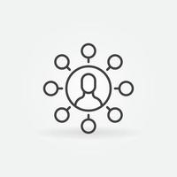 Man with Many Circles linear vector concept icon