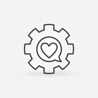 Speech Bubble with Heart inside Cog Wheel line concept icon vector