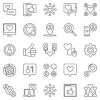 Social Media outline icons set - vector Communication symbols