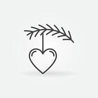 Heart on a Spruce Branch vector concept line icon