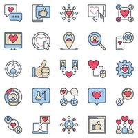 iconos de colores de redes sociales. símbolos de redes sociales vectoriales vector
