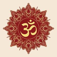 Flower Mandala With Om Hindu Symbol vector