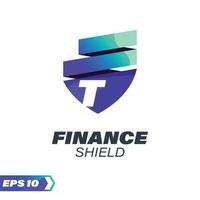 Finance Shield Alphabet T Logo vector