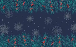 Beautiful background with white snowflakes and berry branches for winter design. Collection of Christmas New Year elements. Frozen silhouettes of crystal snowflakes. Modern design. Holiday wallpaper. vector