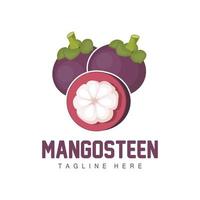 Mangosteen Logo Design, Fresh Fruit Vector for Skin Health, Fruit Shop Brand Illustration And Natural Skin Medicine