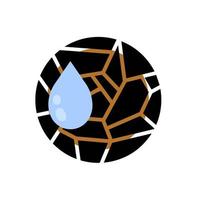 Dryness icon. Crack in the ground. Broken round surface. The shattered fragments. Abstract symbol. vector