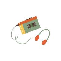 Cassette player in retro style. Flat vector illustration.