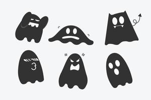 Set of shadow halloween ghosts illustration design, flat halloween ghosts element collection template vector. vector