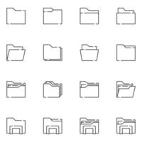 File and Folder Line Icon Set vector