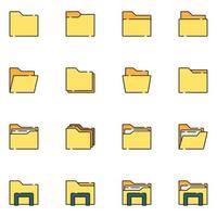 File and Folder Filled Line Icon Set vector