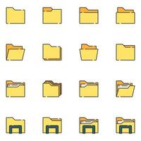 File and Folder Filled Line Icon Set vector