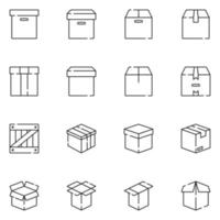 Box and Packaging Line Icon Set vector