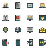 Online Education Filled Line Icon Set vector