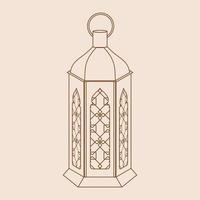 Editable Standing Patterned Arabian Lamp Isolated Vector Illustration in Outline Style for Islamic Occasional Theme Purposes Such as Ramadan and Eid Also Arab Culture Design Needs