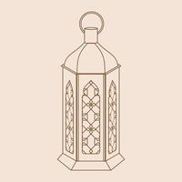 Editable Standing Patterned Arabian Lamp Isolated Vector Illustration in Outline Style for Islamic Occasional Theme Purposes Such as Ramadan and Eid Also Arab Culture Design Needs