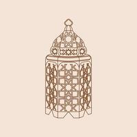 Editable Isolated Standing Patterned Arabian Lantern Vector Illustration in Outline Style for Islamic Occasional Theme Purposes Such as Ramadan and Eid Also Arab Culture Design Needs