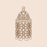 Editable Isolated Standing Patterned Arabian Lantern Vector Illustration in Outline Style for Islamic Occasional Theme Purposes Such as Ramadan and Eid Also Arab Culture Design Needs