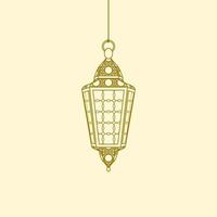 Editable Isolated Hanging Patterned Arabian Lantern Vector Illustration in Outline Style for Islamic Occasional Theme Purposes Such as Ramadan and Eid Also Arab Culture Design Needs