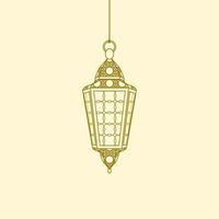 Editable Isolated Hanging Patterned Arabian Lantern Vector Illustration in Outline Style for Islamic Occasional Theme Purposes Such as Ramadan and Eid Also Arab Culture Design Needs