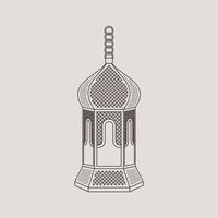 Editable Hanging Patterned Arabian Lamp Isolated Vector Illustration in Outline Style for Islamic Occasional Theme Purposes Such as Ramadan and Eid Also Arab Culture Design Needs
