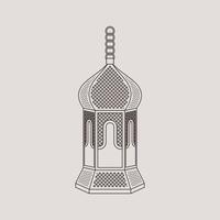 Editable Hanging Patterned Arabian Lamp Isolated Vector Illustration in Outline Style for Islamic Occasional Theme Purposes Such as Ramadan and Eid Also Arab Culture Design Needs