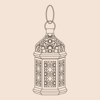 Editable Isolated Hanging Patterned Arabian Lamp Vector Illustration in Outline Style for Islamic Occasional Theme Purposes Such as Ramadan and Eid Also Arab Culture Design Needs