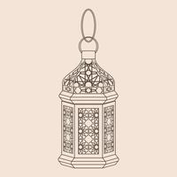 Editable Isolated Hanging Patterned Arabian Lamp Vector Illustration in Outline Style for Islamic Occasional Theme Purposes Such as Ramadan and Eid Also Arab Culture Design Needs