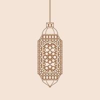 Editable Hanging Patterned Arabian Lantern Isolated Vector Illustration in Outline Style for Islamic Occasional Theme Purposes Such as Ramadan and Eid Also Arab Culture Design Needs