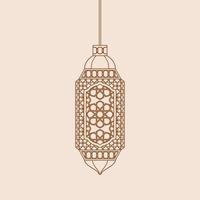 Editable Hanging Patterned Arabian Lantern Isolated Vector Illustration in Outline Style for Islamic Occasional Theme Purposes Such as Ramadan and Eid Also Arab Culture Design Needs