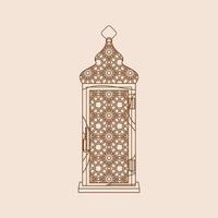 Editable Standing Patterned Arabian Lantern Isolated Vector Illustration in Outline Style for Islamic Occasional Theme Purposes Such as Ramadan and Eid Also Arab Culture Design Needs