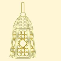 Editable Isolated Standing Patterned Arabian Lamp Vector Illustration in Outline Style for Islamic Occasional Theme Purposes Such as Ramadan and Eid Also Arab Culture Design Needs