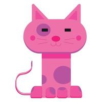 Sitting pink cat. vector illustration