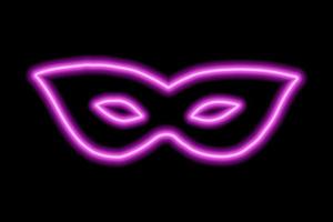 Carnival mask on the eyes. Neon pink contour on a black background vector